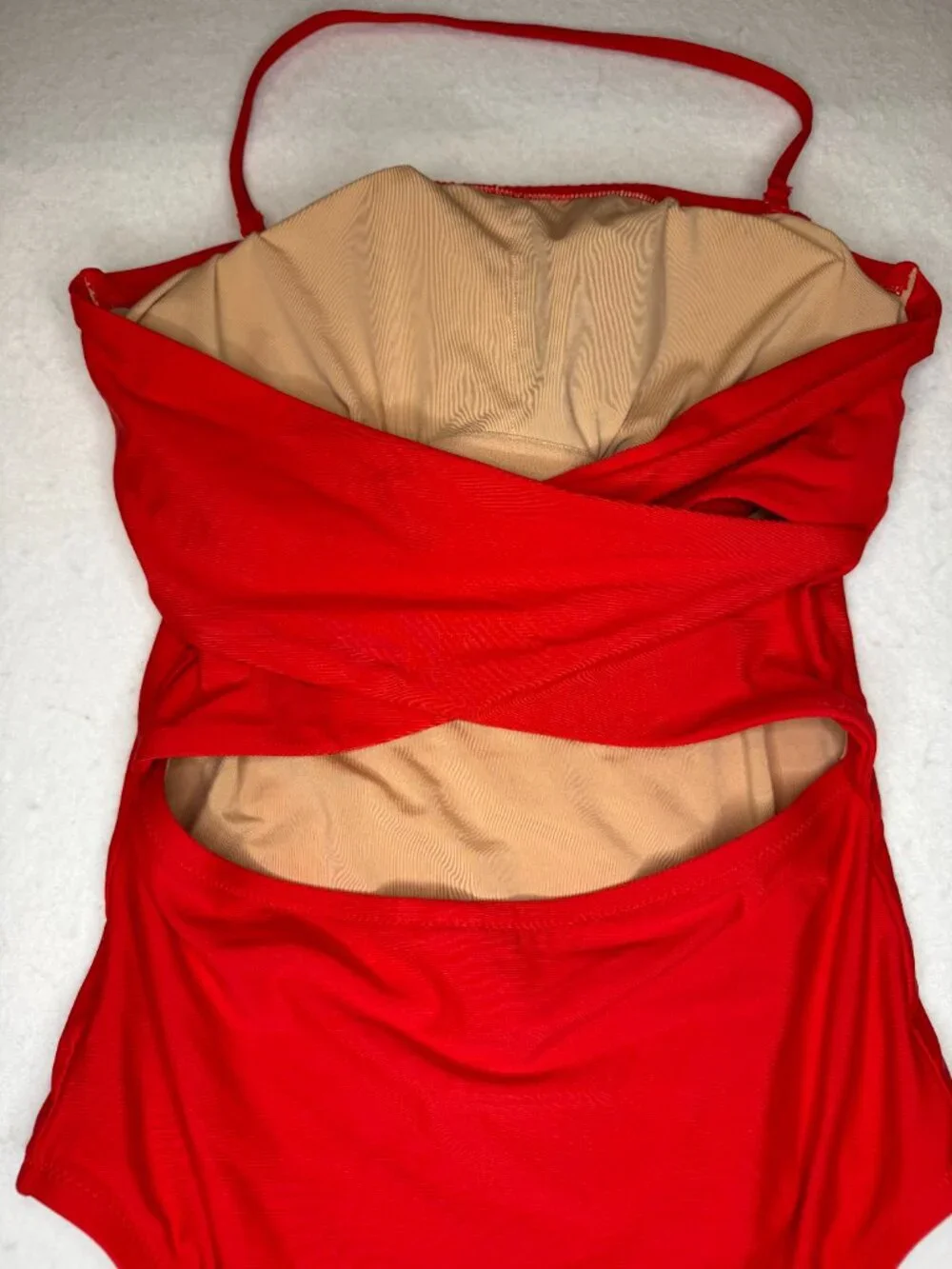 J.Crew One Piece Swimsuit Cherry Red Open  Crisscross Cutout Back Women’s Size 4